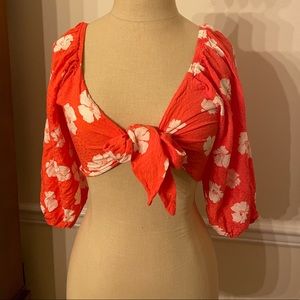 Floral Front Tie Top